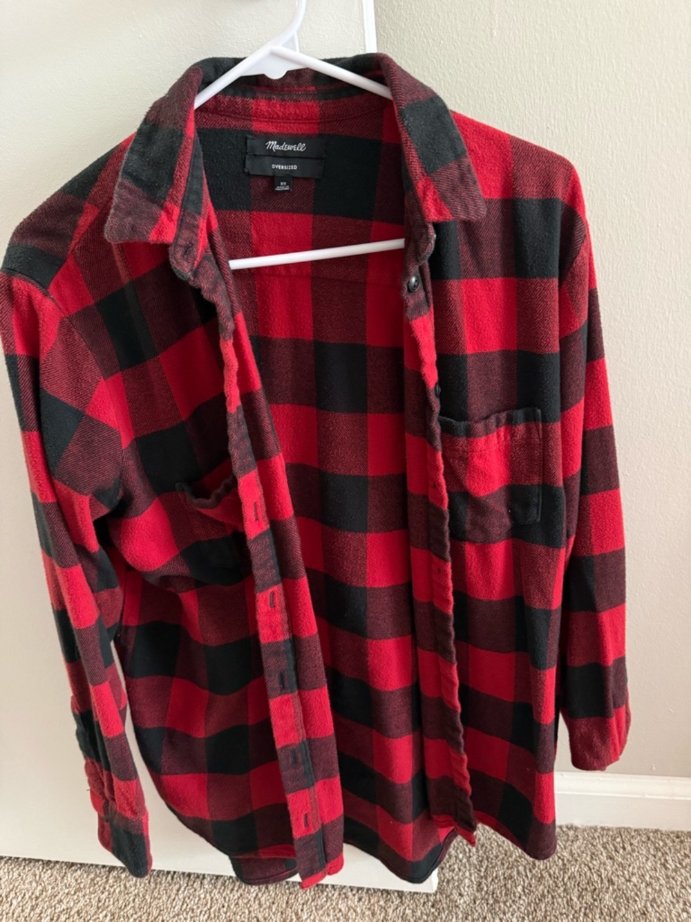 Madewell Red and Black Buffalo Plaid Button-Up Shirt